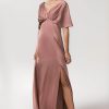 Sheath Floor Length Luxe Satin Bridesmaid Dress Formal Dresses CB0584