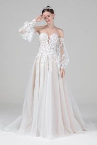 A-Line Court Train Tulle Wedding Dress CW2586